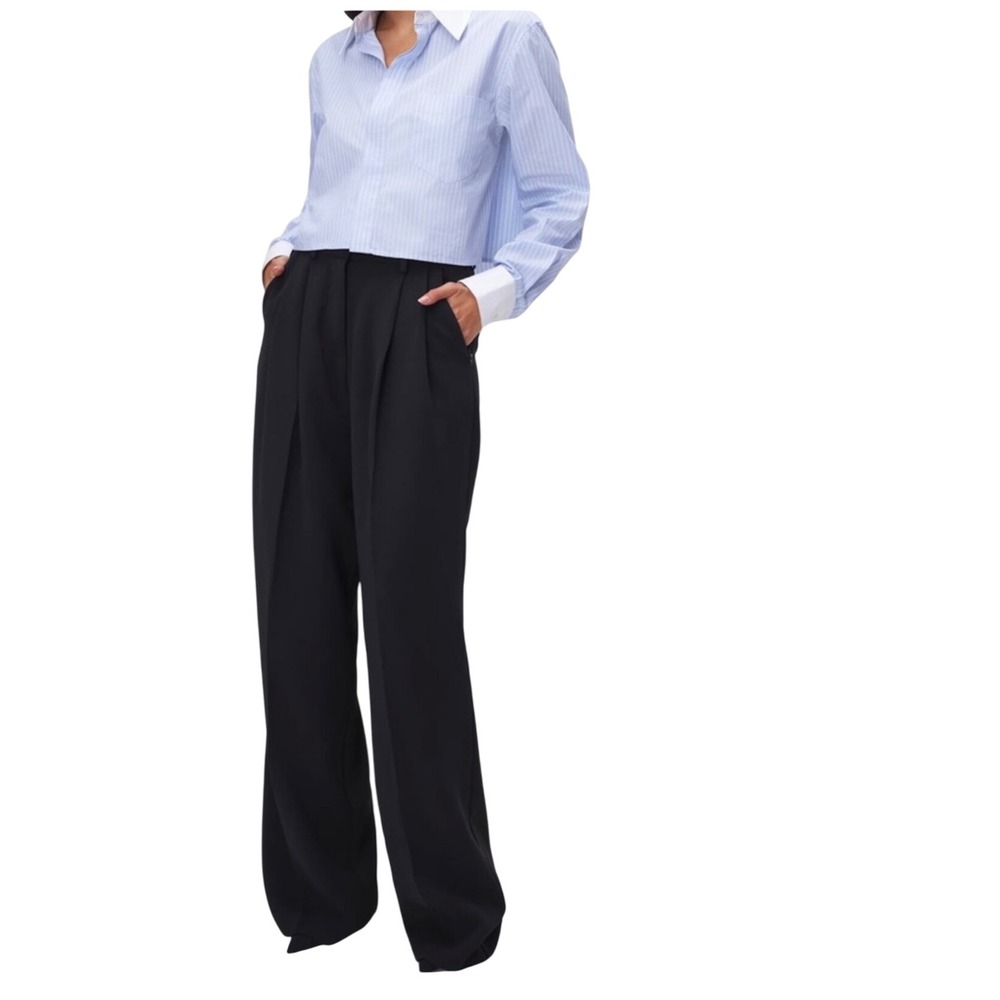Good American Black Wide-Leg Trousers